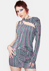 Digital Daze Cut-Out Mini Dress