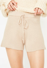 Latte Sweater Weather Knit Shorts