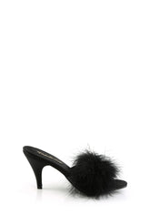 Amour-03 Marabou Slippter-Black PU
