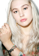 Triple Turquoise Bead Silver Bracelet