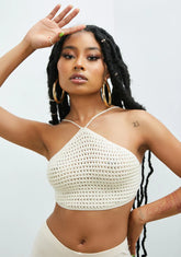 Latte Stand Too Close Crochet Halter Top