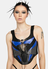 Blue Motocross Corset Top