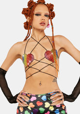 Rhinestone Hearts Backroads Bra Top