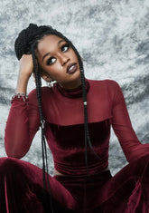 Swish And Flick Velvet Crop Top