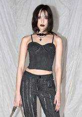 Synth Washed Bustier With Raw Edge Detail