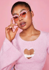 Blush Cupid Struck Heart Shaped Sunglasses