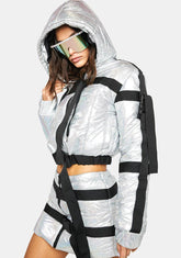 Space Raid Holographic Puffer Jacket