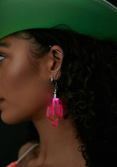 Pink Light Up Cactus Earrings