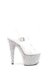 Bejeweled-708MS Platform Ankle Strap Sandals-Silver