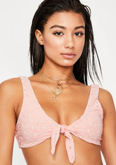 Rosewater Seamless Tie Front Bikini Top