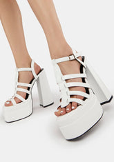 White Martha Platform Heels