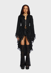 Mess Of Me Distressed Duster - Black