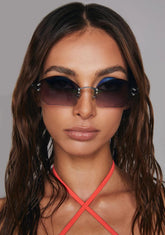 Cosmic Smoke Blue Rimless Sunglasses