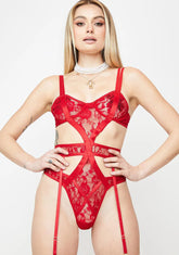 Red Pick Me Garter Teddy