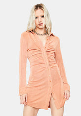 Coral Light The Dark Long Sleeve Mini Dress