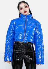 Neon In The City Vinyl Puffer Jacket