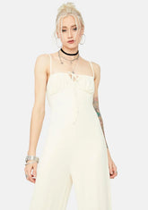 Blanc Ready Or Not Ribbed Tie Front Jumpsuit