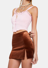 Chocolate Milk N' Cookies Velour Mini Skirt