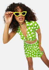 Used To Know Ya Daisy Print O-Ring Crop Top