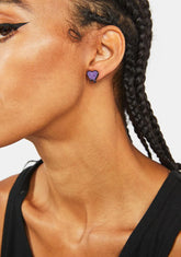 I Bleed Glitter Heart Stud Earrings