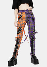 Orange Purple Madness Plaid Pants