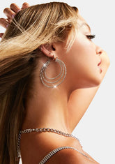 Triplex Rhinestone Hoop Earrings