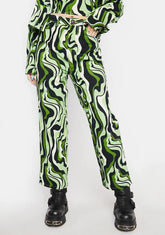 Green Swirl Print Trousers