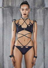 Snare Cut-Out Tie Strap Bikini Set