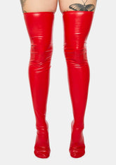 Hot Seduction Wet Look Thigh High Socks