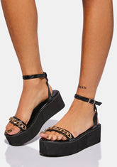 Noir New In Town Flatform Sandals