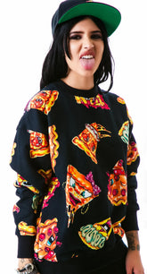 Pizza Pie Face Crew Pullover Sweatshirt