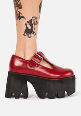 Red Tee Tee Platform Mary Janes