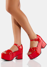 Red Patent Platform Sandals