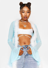 Pale Front And Center Mesh Kimono