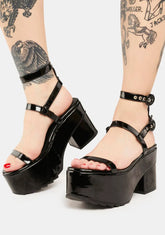 Patent Heeled Platform Sandals