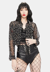 No Comment Mesh Crop Jacket