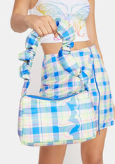 Trippy Plaid Shoulder Bag