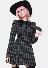 Bow Collar Plaid Dress
