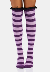 A Little Fun Striped Thigh High Socks