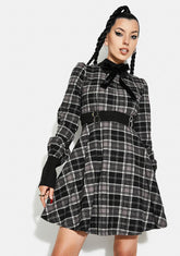 Grunge Puff Sleeve Plaid Dress