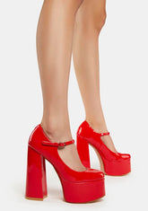 Red Sparkley Patent Platform Heels