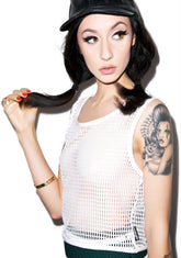 Mesh Crop Top - White