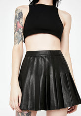 Vegan Leather Pleated Mini Skirt