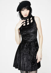 Velveteen Dream Caged Neck Mini Dress