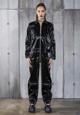 Snare Wet Look Zip-Up Utility Jumpsuit