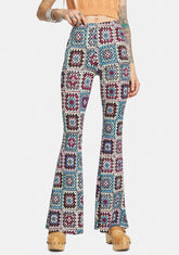 Hippie Paradise Crochet Print Flares