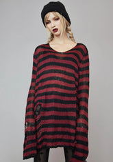 Wine Eternal Nightmare Distressed Sweater