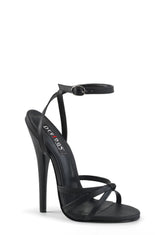 Domina-108 Strappy Ankle Wrap Sandals-Black PU