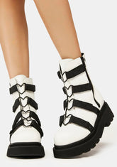 White Renegade-50 Heart Combat Boots
