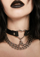 Heart Ring Hanging Chain Choker